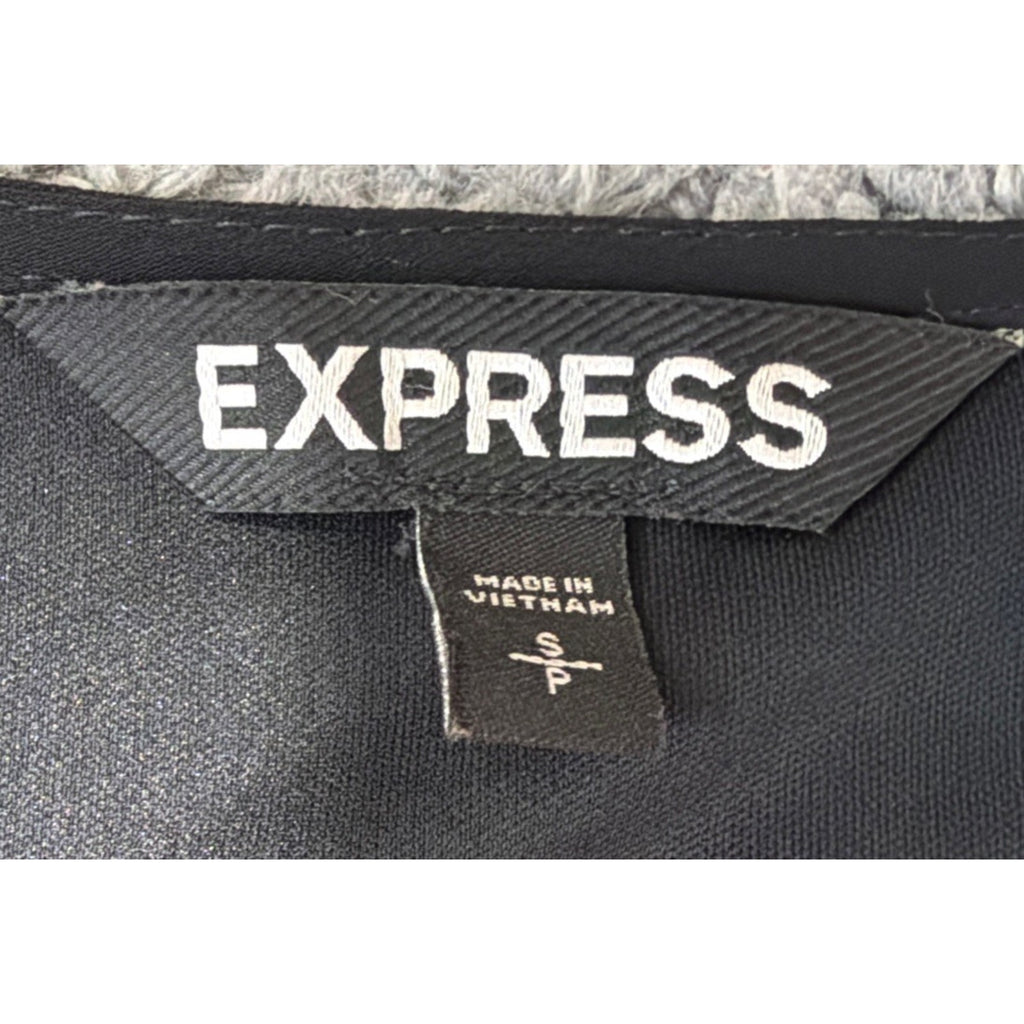 Express Black Sheer Chiffon Long Sleeve Surplice Mini Dress Lined size Small
