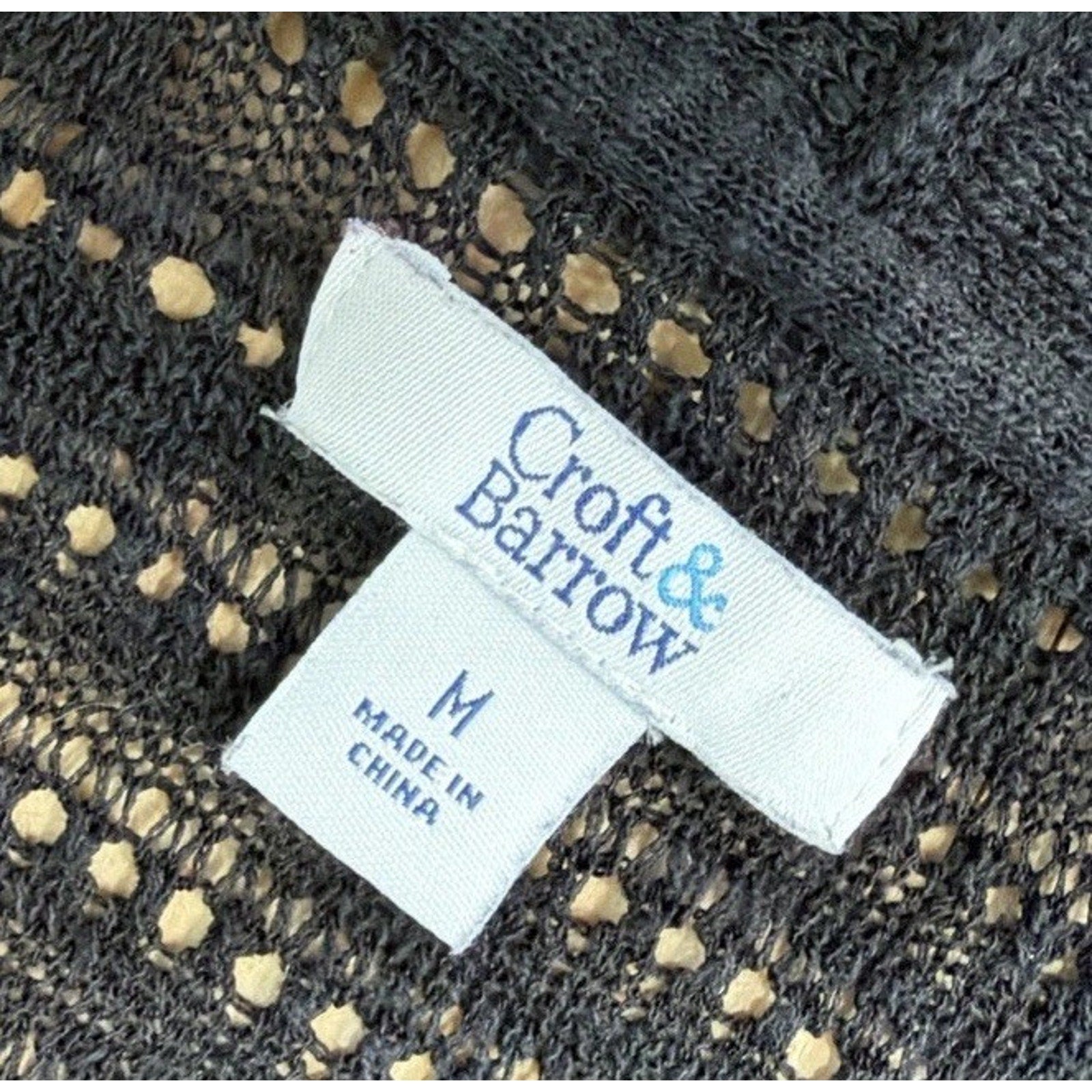 Croft Barrow Womens Open Cardigan Sweater Black Knit 3/4 Sleeve Ribbed Size M