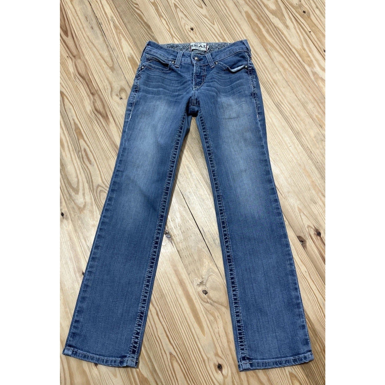Ariat REAL Jeans Womens 28 S Blue Stone Wash Western Straight Stretch Denim
