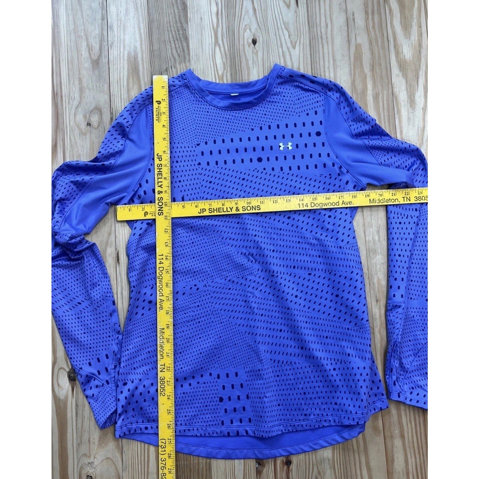Under Armour Women's ColdGear Graphic Long Sleeve Fitted Shirt Blue Sz XL