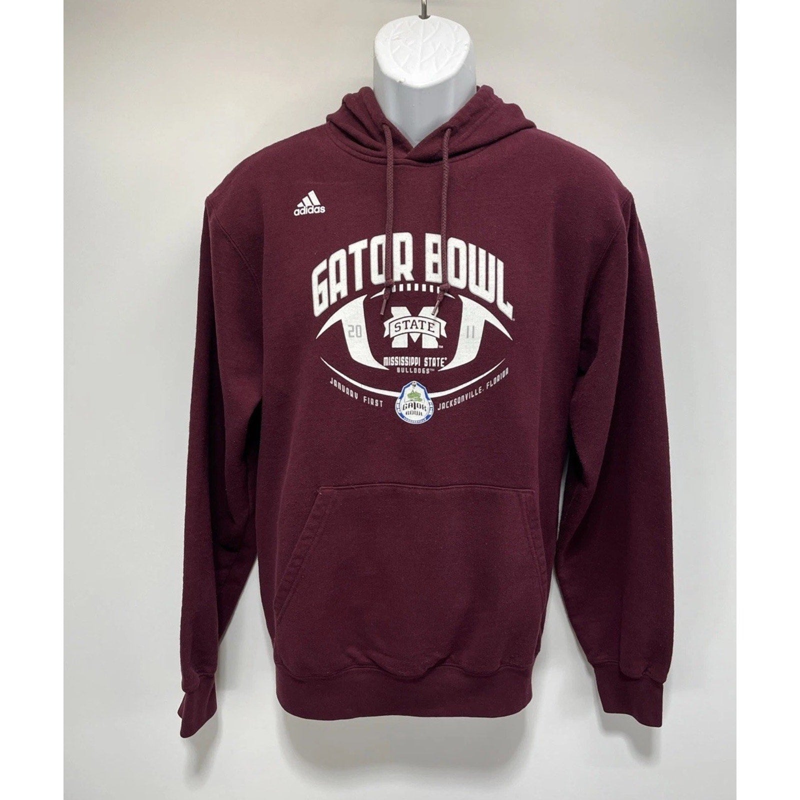 Adidas NCAA Mississippi State Maroon Pullover Hoodie Gator Bowl 2011 Size Small