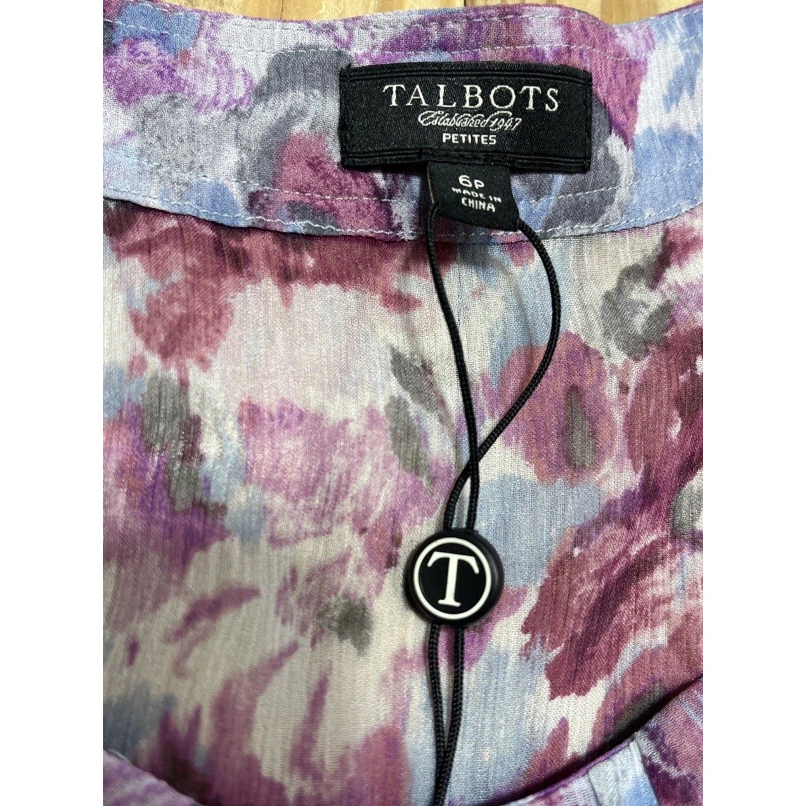 TALBOTS 2 In 1 * Sheer Floral Blouse w/ Silk Shell * Sleeveless Sz 6 Petite NWT
