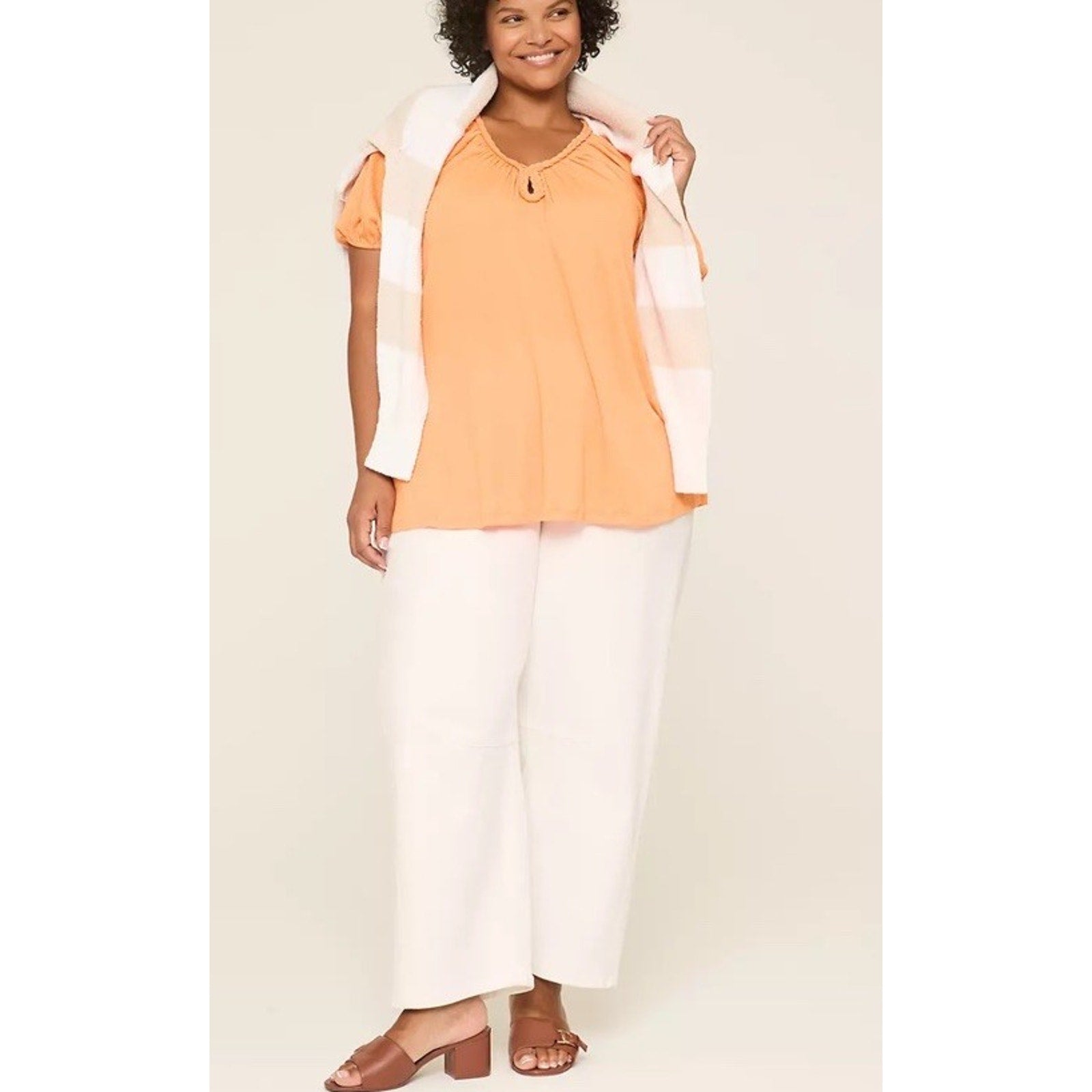 Lane Bryant Braided Keyhole Neck Top blouse Tunic Plus Size 18-20 NWT