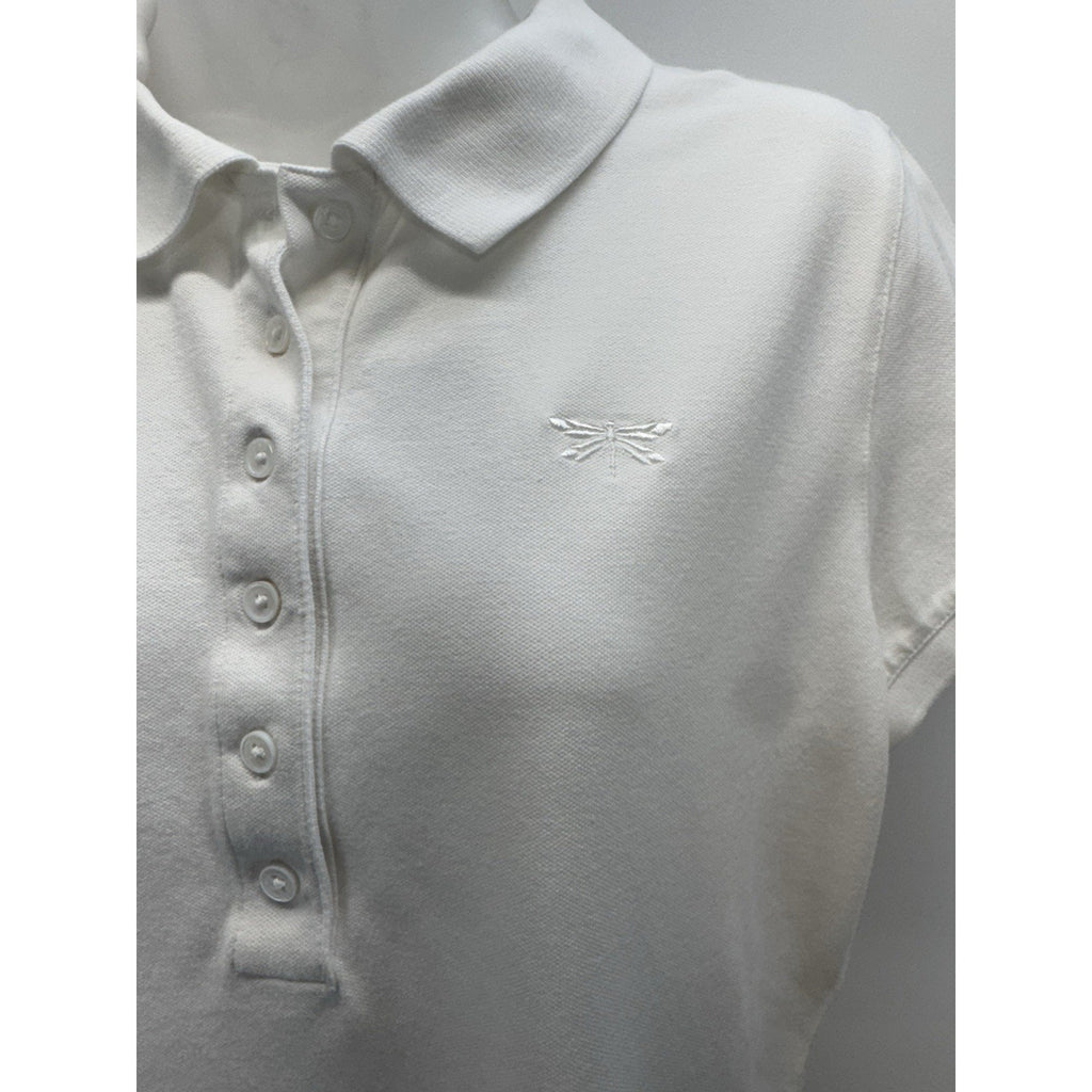 Talbots Dragonfly Polo Shirt Women's Cotton Stretch Short Sleeve Women’s Size L