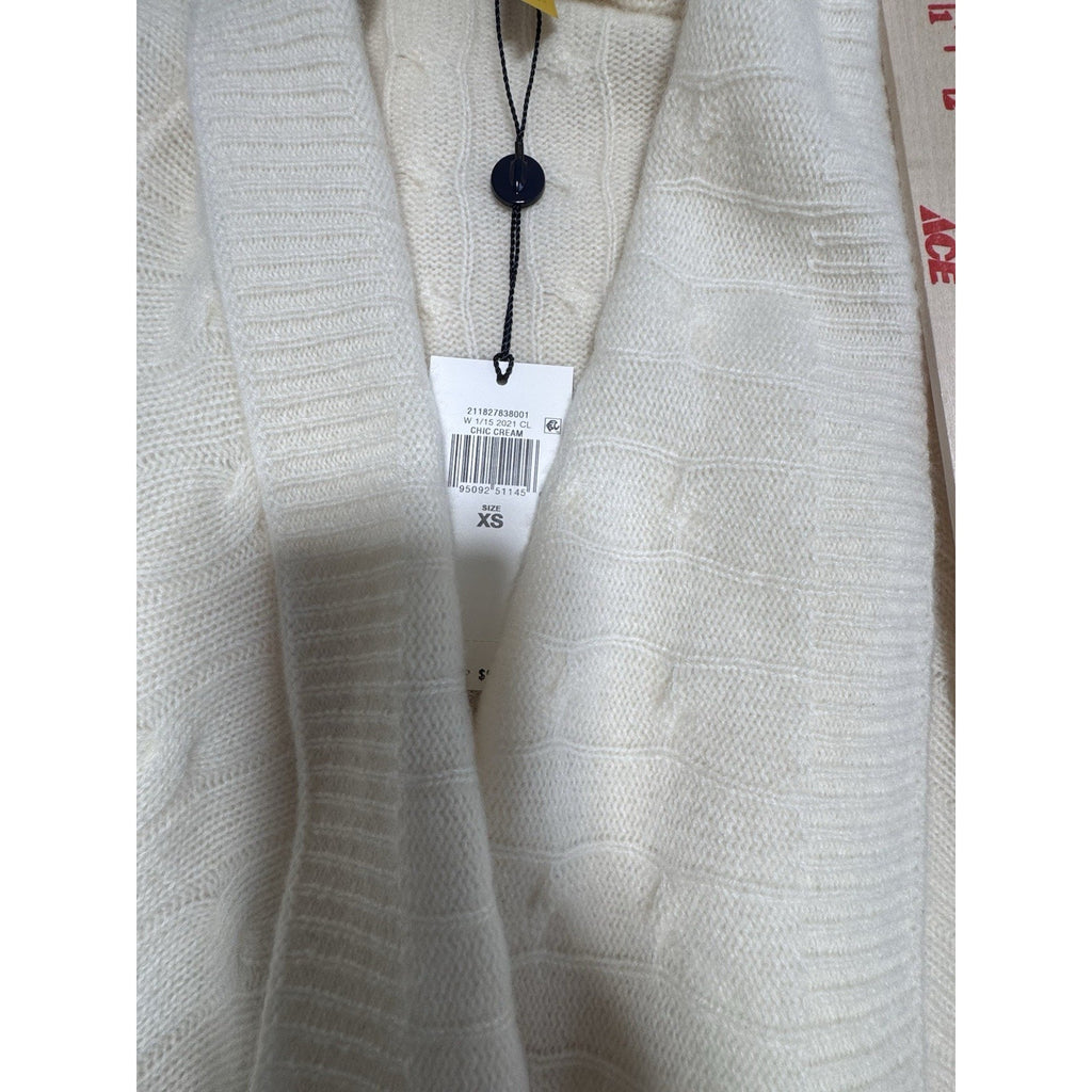 NWT Polo Ralph Lauren 100% Cashmere Cable Knit Draped Open Cardigan Sweater XS