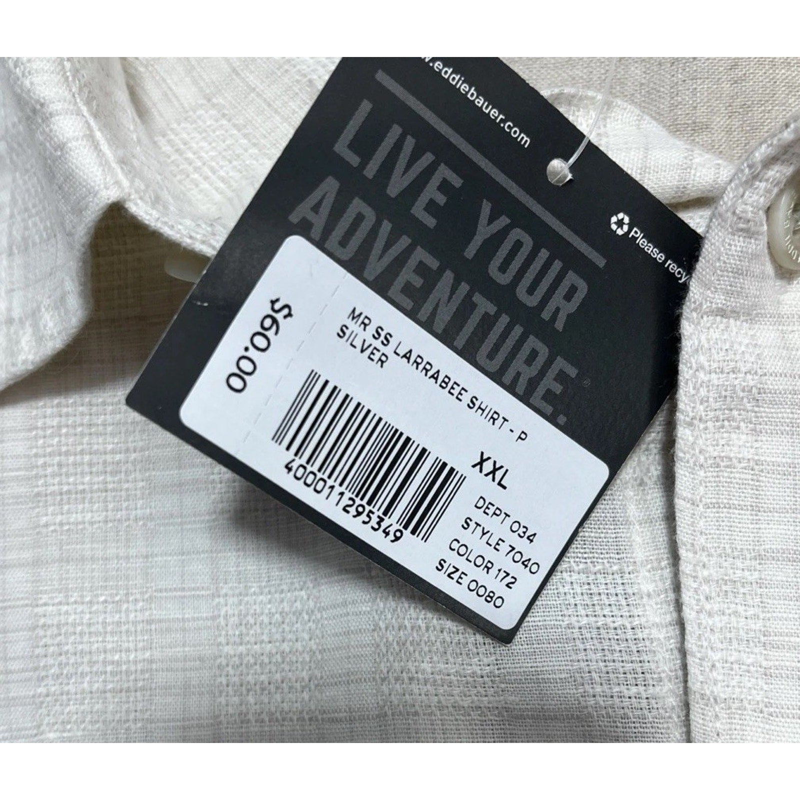 Eddie Bauer Shirt Mens 2XL Beige Short Sleeve Linen Blend Button Up Casual NWT