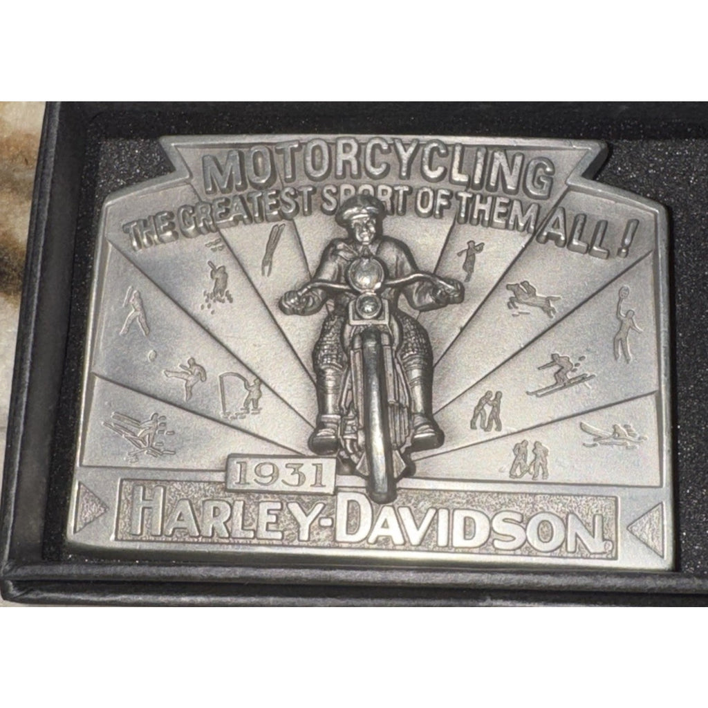 Harley-Davidson 1931 Motorcycling Greatest Sport Fine Pewter Belt Buckle NIB