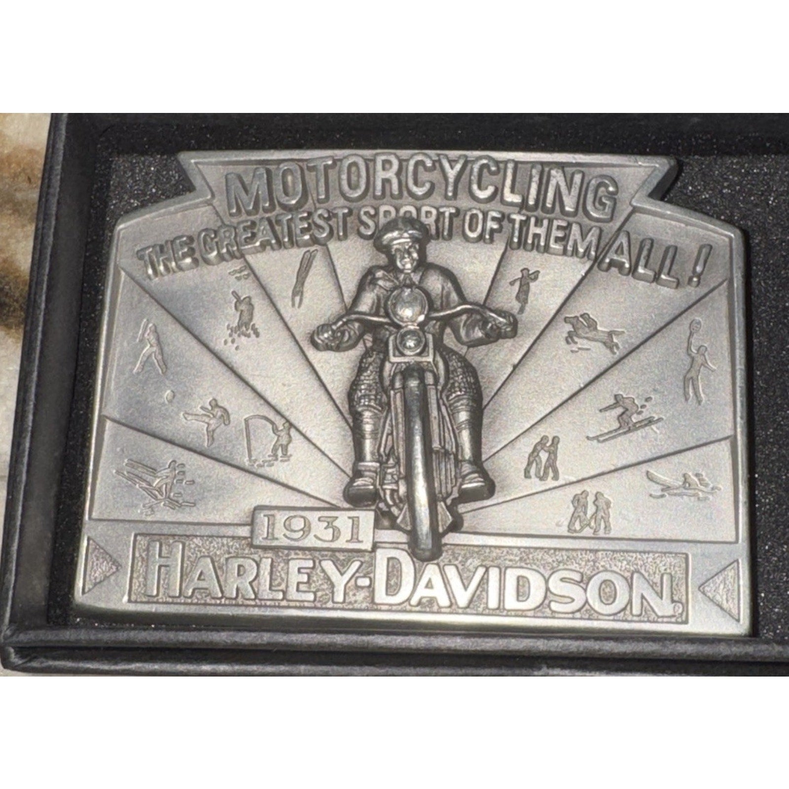 Harley-Davidson 1931 Motorcycling Greatest Sport Fine Pewter Belt Buckle NIB