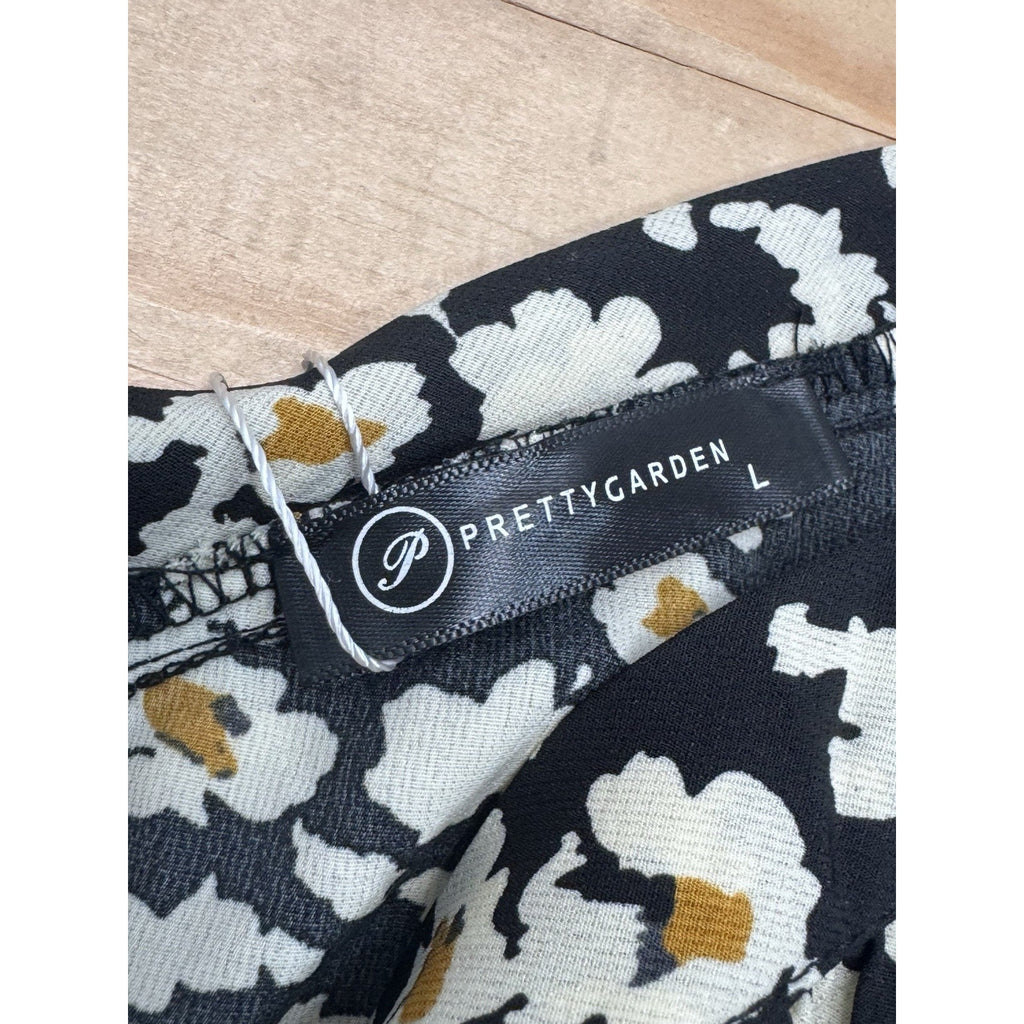 NWT PRETTYGARDEN Floral Midi Dress 2023 Knot One Shoulder Sleeveless Women’s L