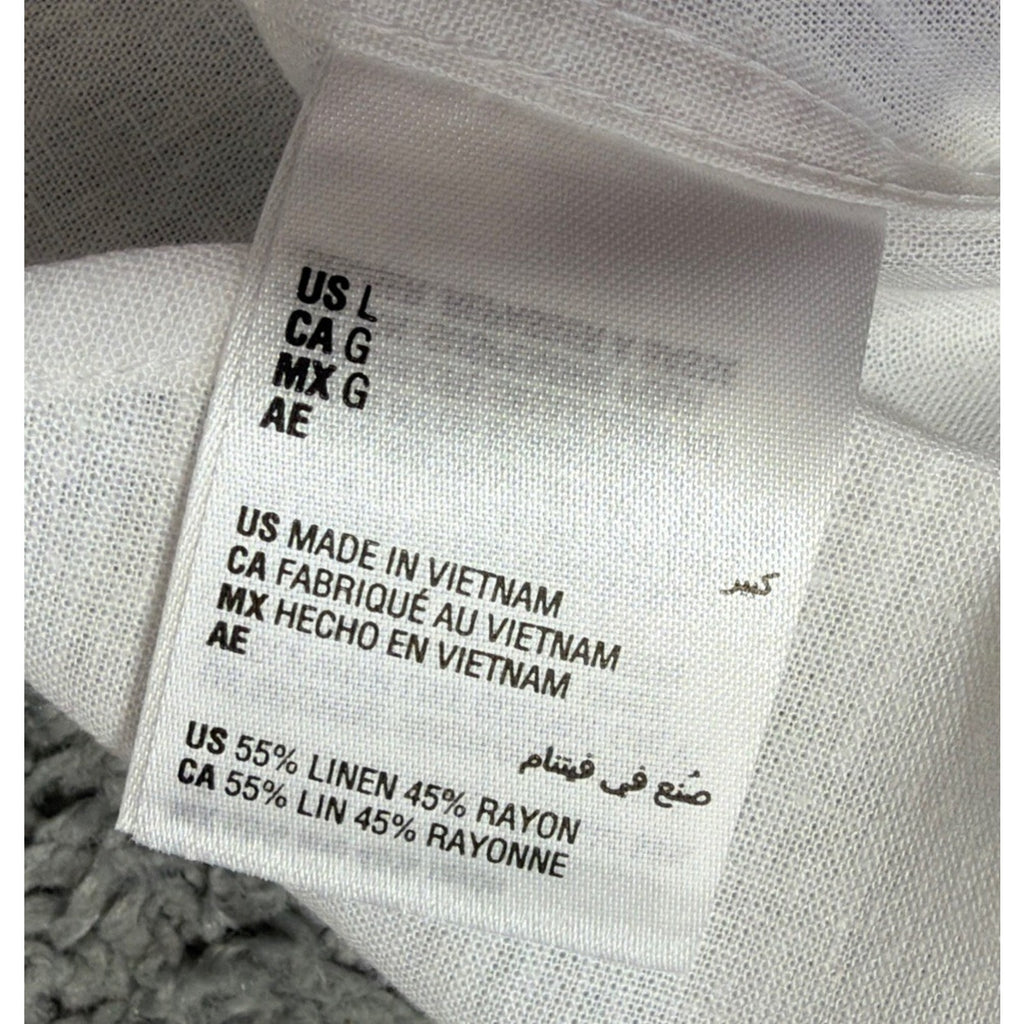 NWT INC International Concepts Men’s Linen Blend Shirt Large White Short Sleeve