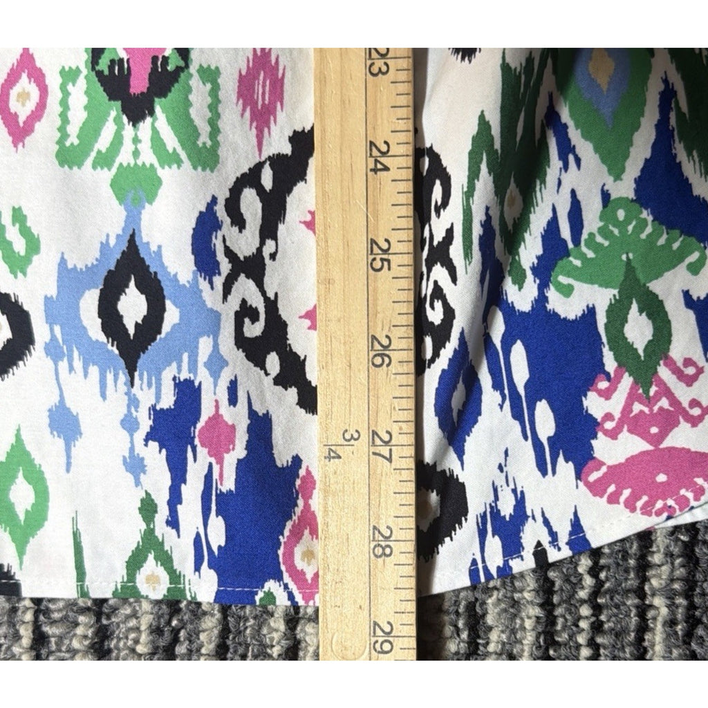 Chico’s No Iron Stretch Aztec Multi Color Button Front Top Size 4 Plus Size 20