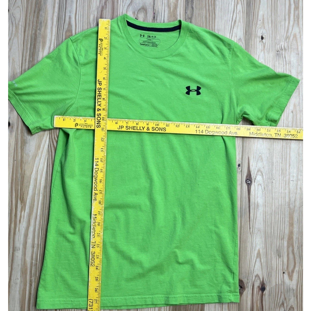 Under armour Charged T Shirt Men S Green Heatgear Loose Fit Crew Neck Pullover