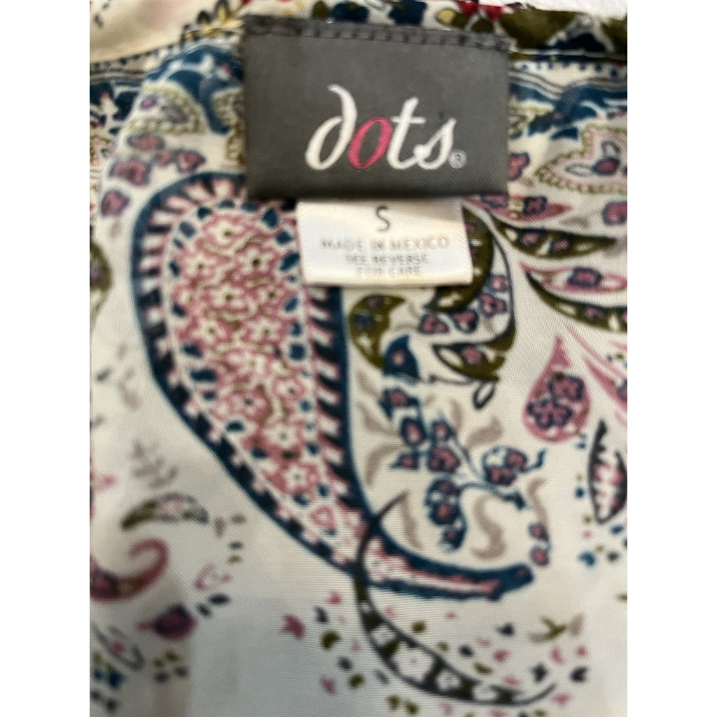 Women's Dots Cream Pink Floral Sleeveless Peplum Weekend Chic Top Size Small
