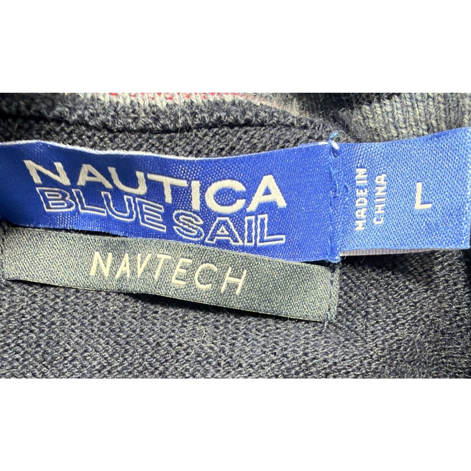 Mens Nautica Navtech Blue Sail Navy White Striped 1/4 Zip Sweater L New