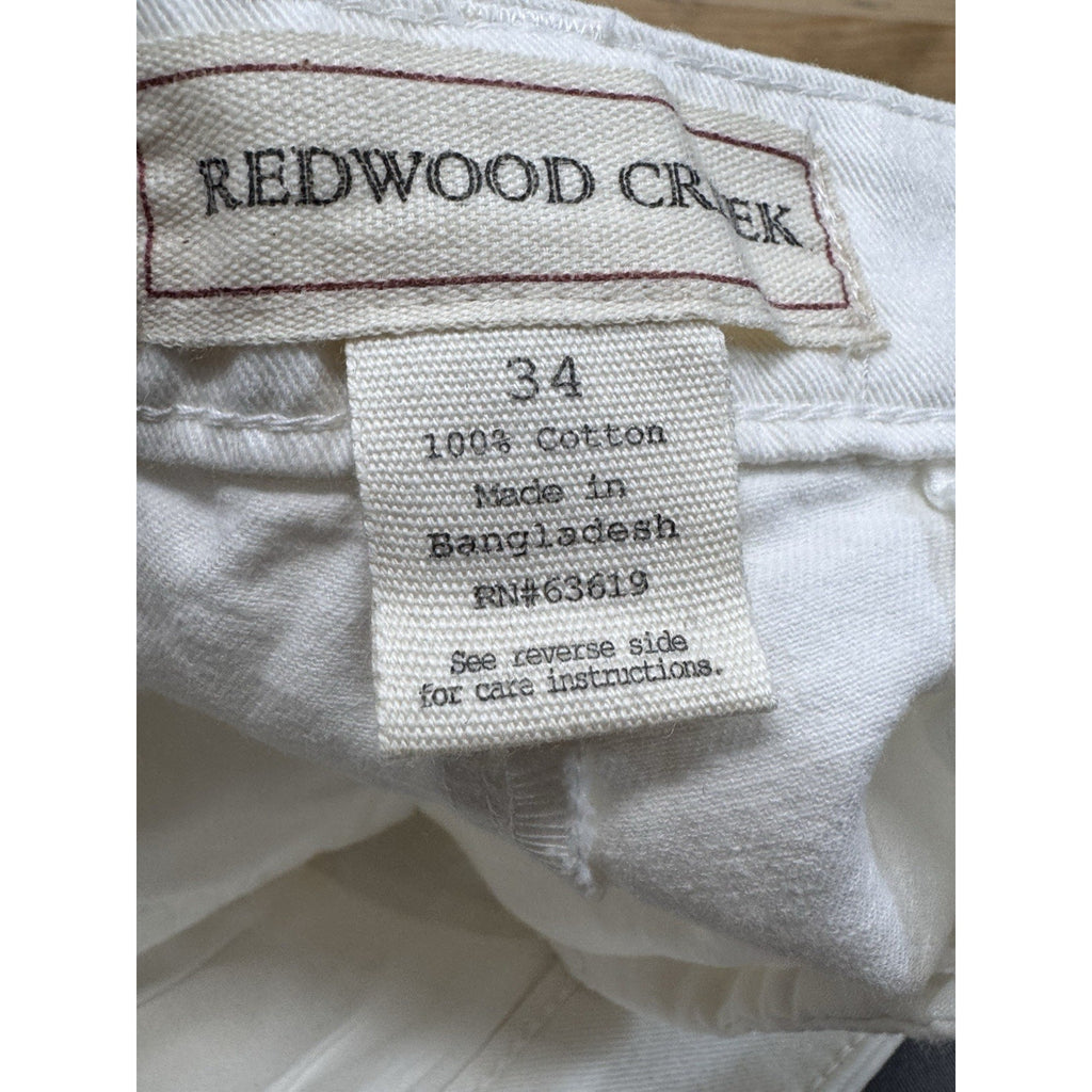 Redwood Creek Shorts Men's Size 34 Ivory 100% Cotton Slash Pockets Flat Front