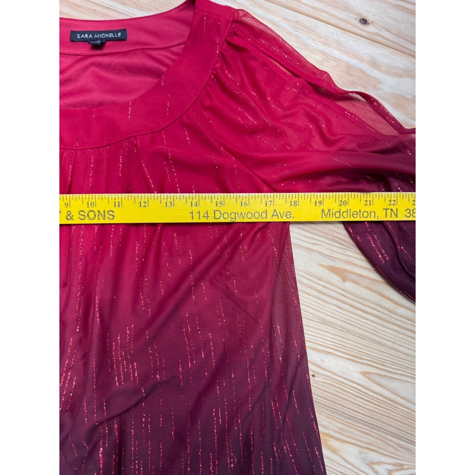 Sara Michelle Top Red Black Ombre Sparkes Shimmer Sz S