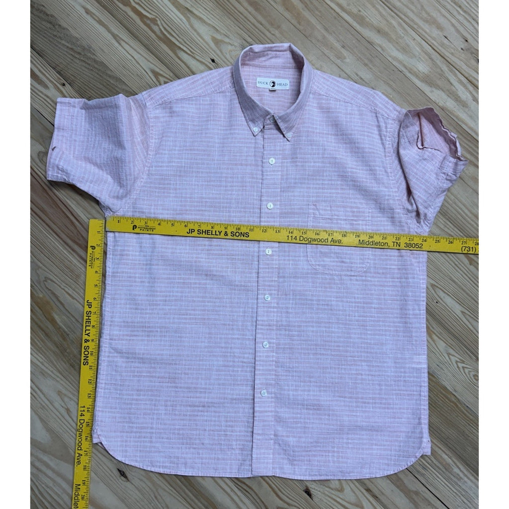 Duck Head Shirt Mens XL Pink & White Striped Short Sleeve Casual Beach
