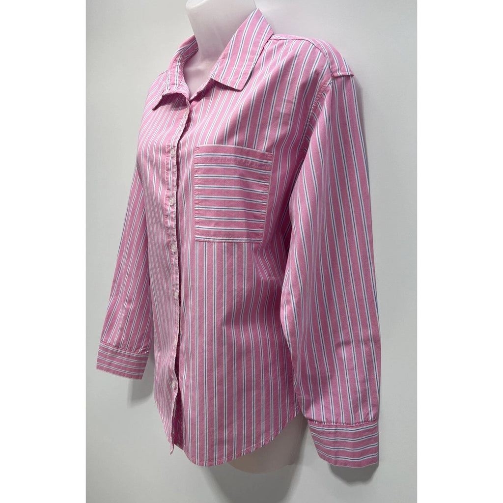 Maurices Womens Size M Striped Long Sleeve Button Front Shirt