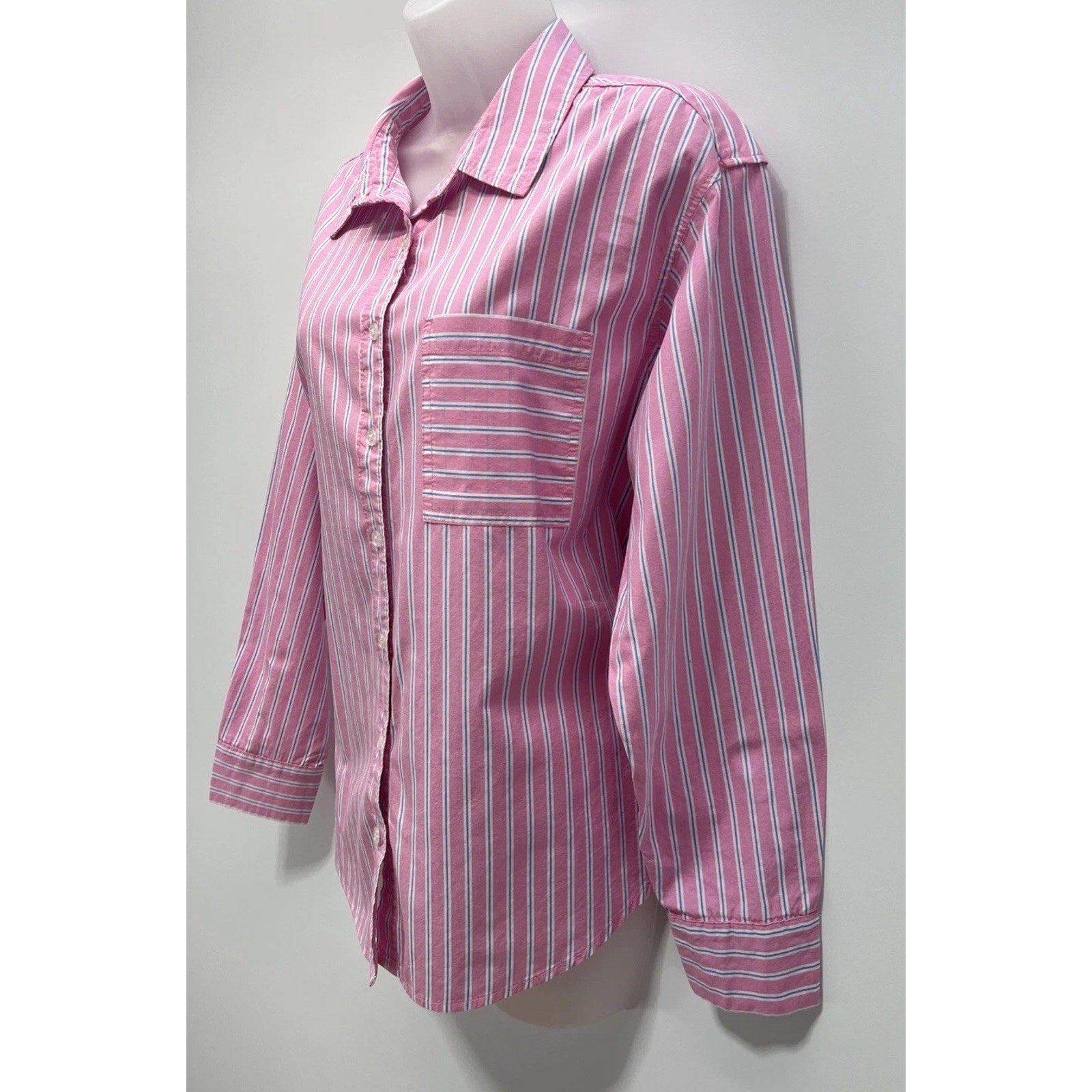 Maurices Womens Size M Striped Long Sleeve Button Front Shirt