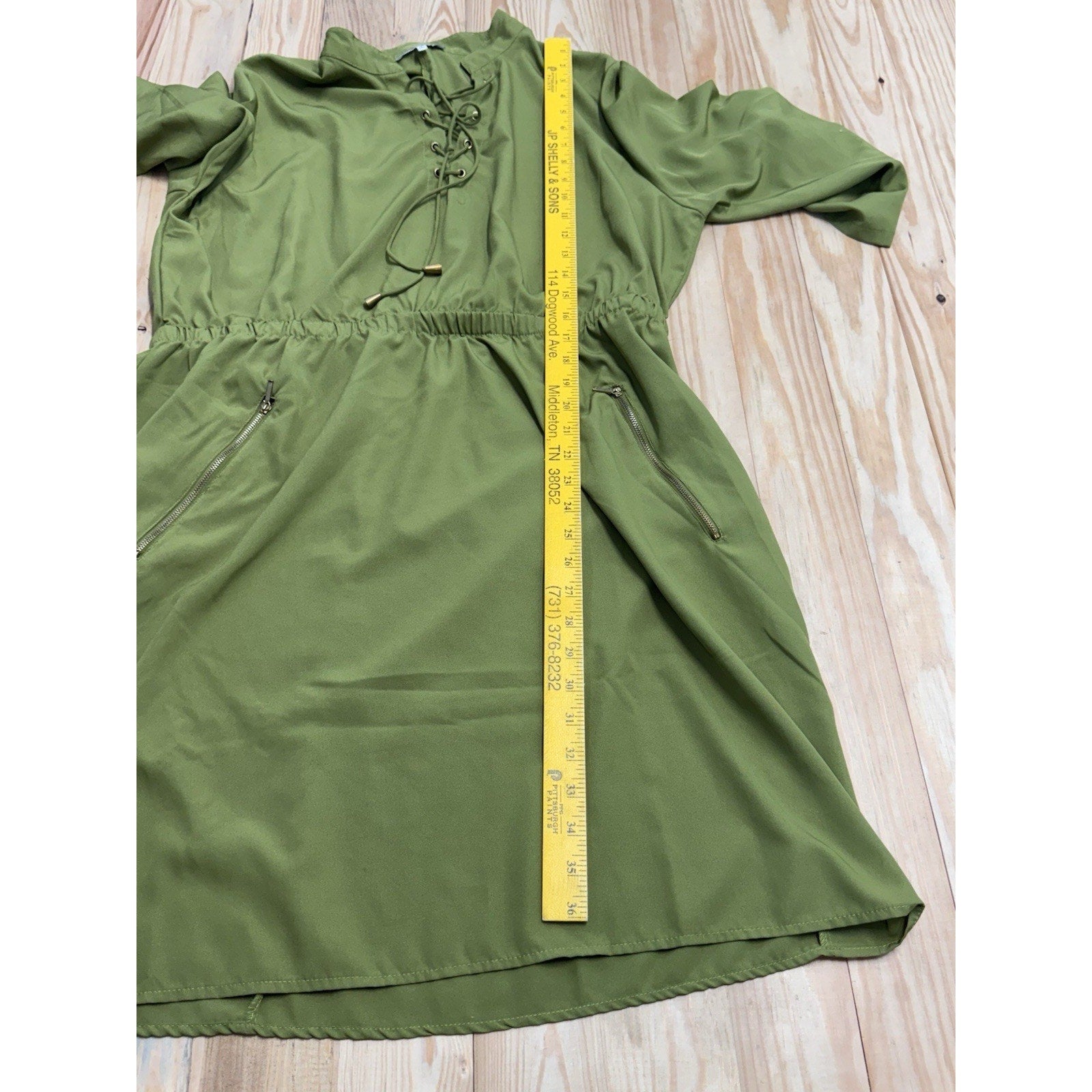 Speed Limit MPH Button Down Olive Green 3/4 Sleeve Women’s Plus 1X