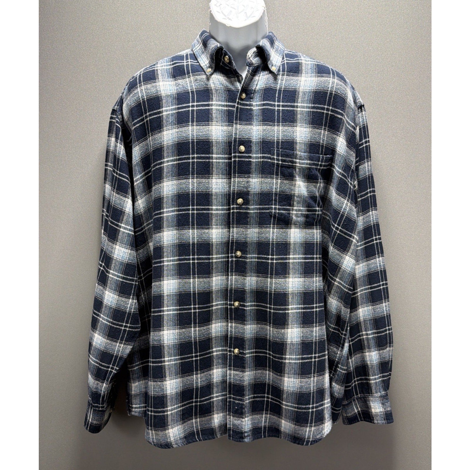 WRANGLER Western Shirt Timber Creek Tartan Blue Flannel Cotton Size XL