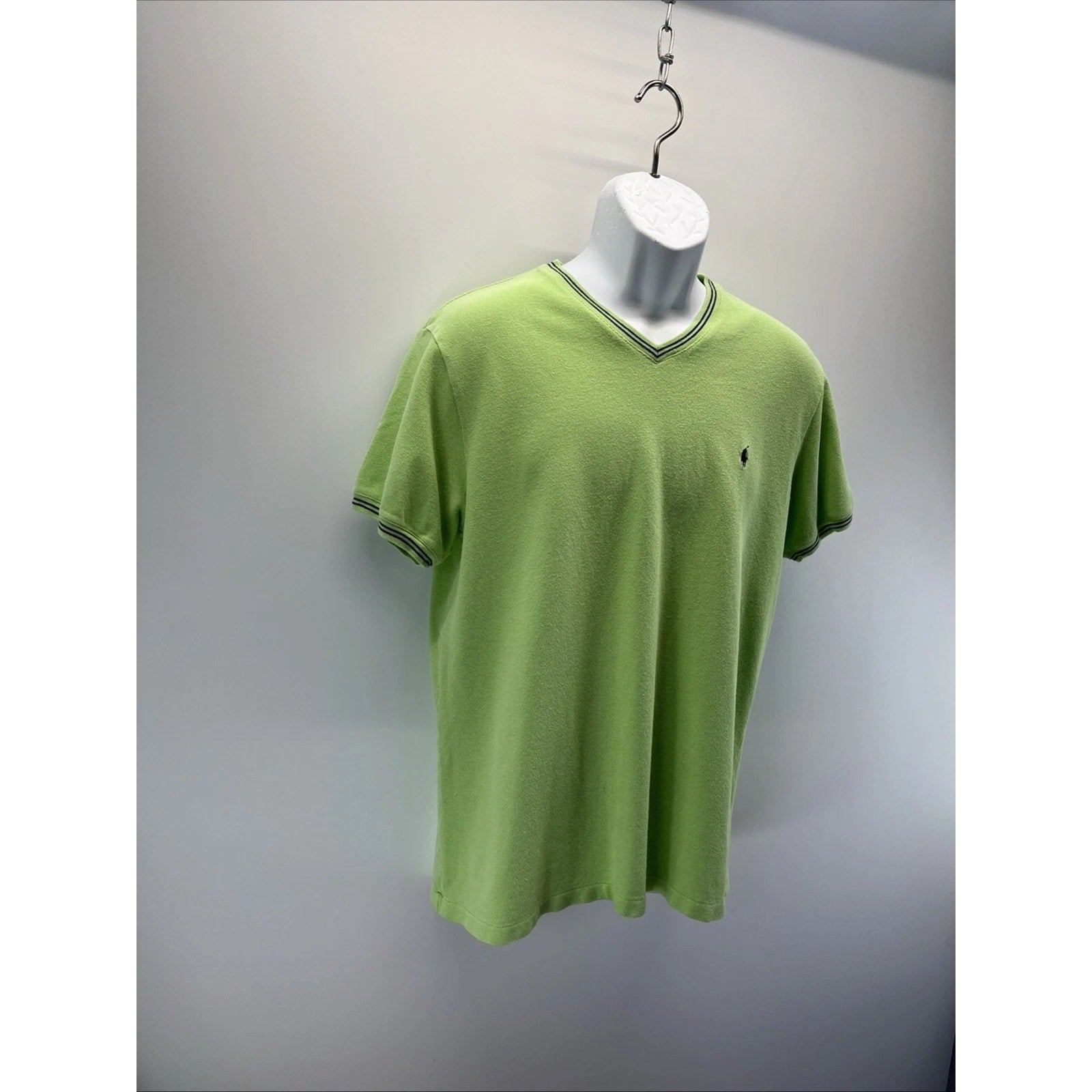 Vintage Men’s Polo Ralph Lauren Green V Neck Heavy T Shirt Size Medium