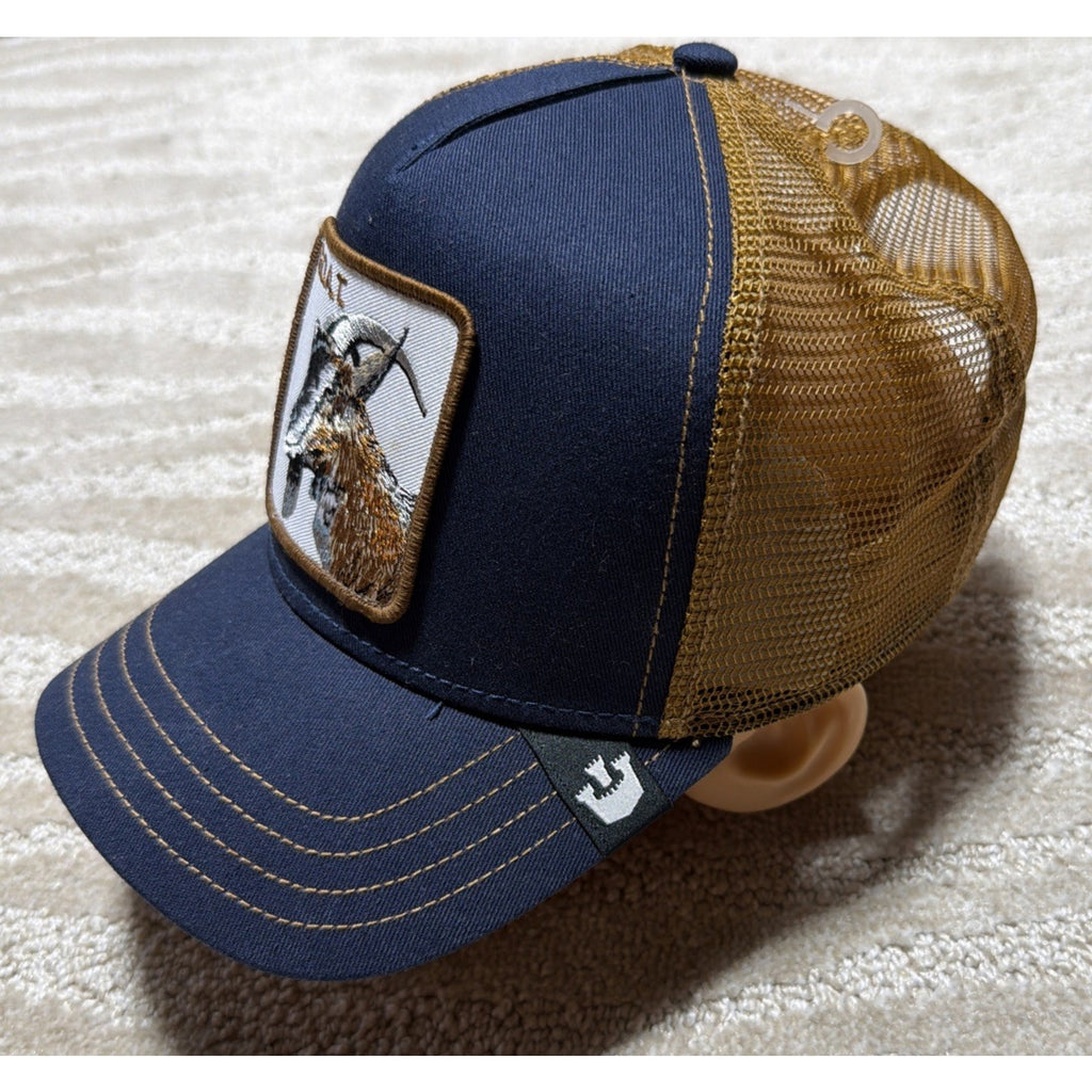 Goorin Bros The Farm Mens One Size GOAT Blue Snapback Mesh Trucker Hat NWT