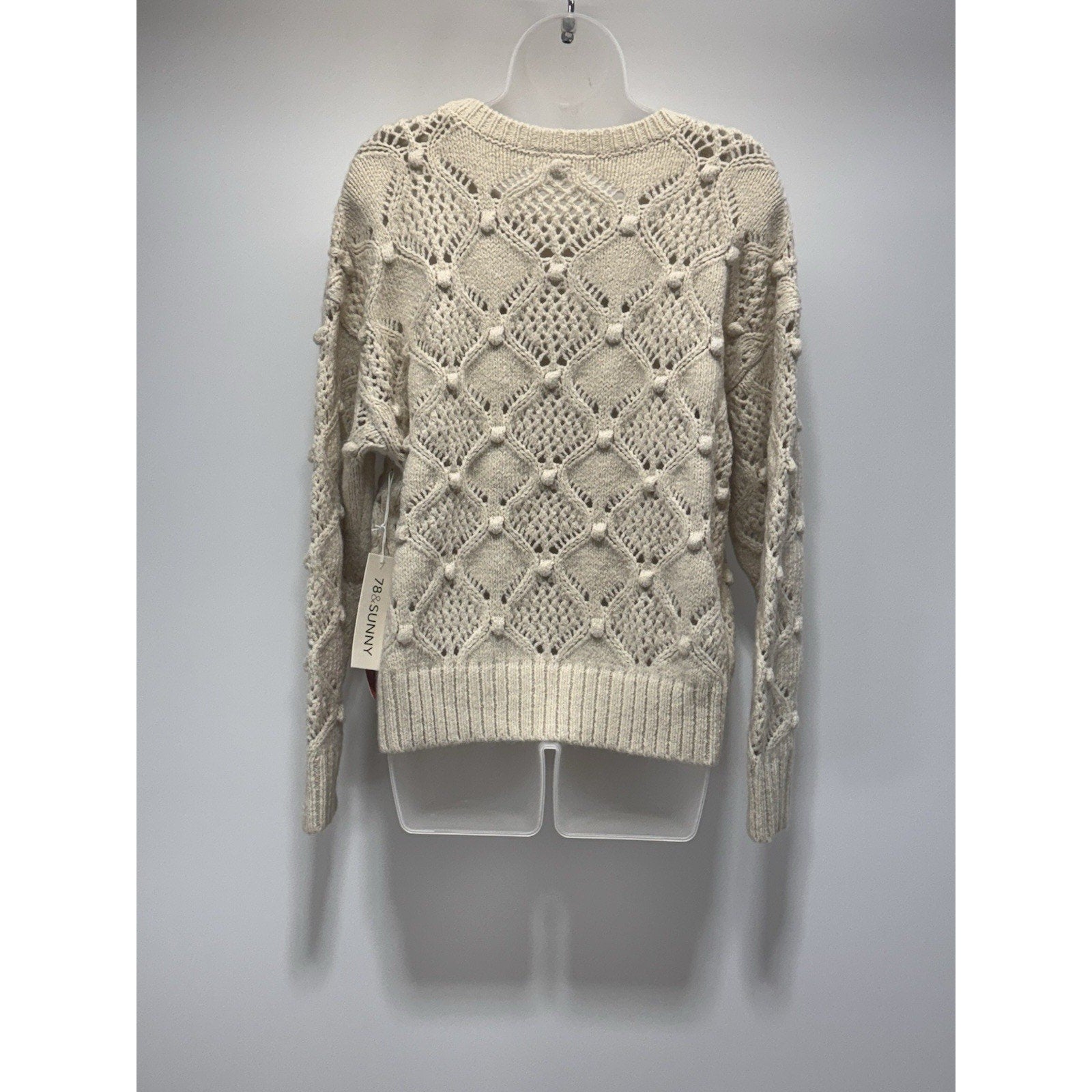 78 & Sunny Fisherman Cream Sweater Cream Open Stitch Pullover Women’s Medium NWT
