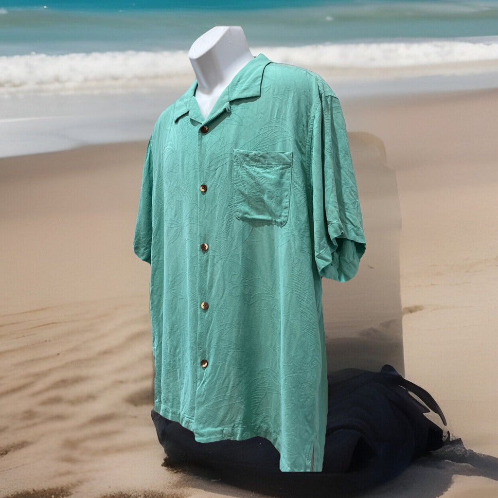 TOMMY BAHAMA TROPIC ISLES 100 % SILK CAMP SHIRT $118 XL