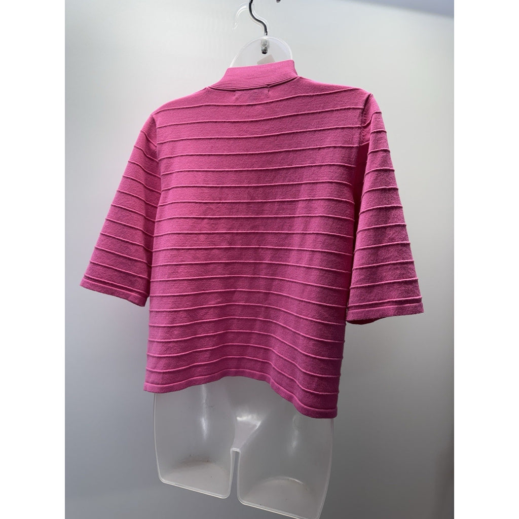 Cable & Gauge Cardigan Sweater Women’s LargePink Cropped Open Front Half Sleeve