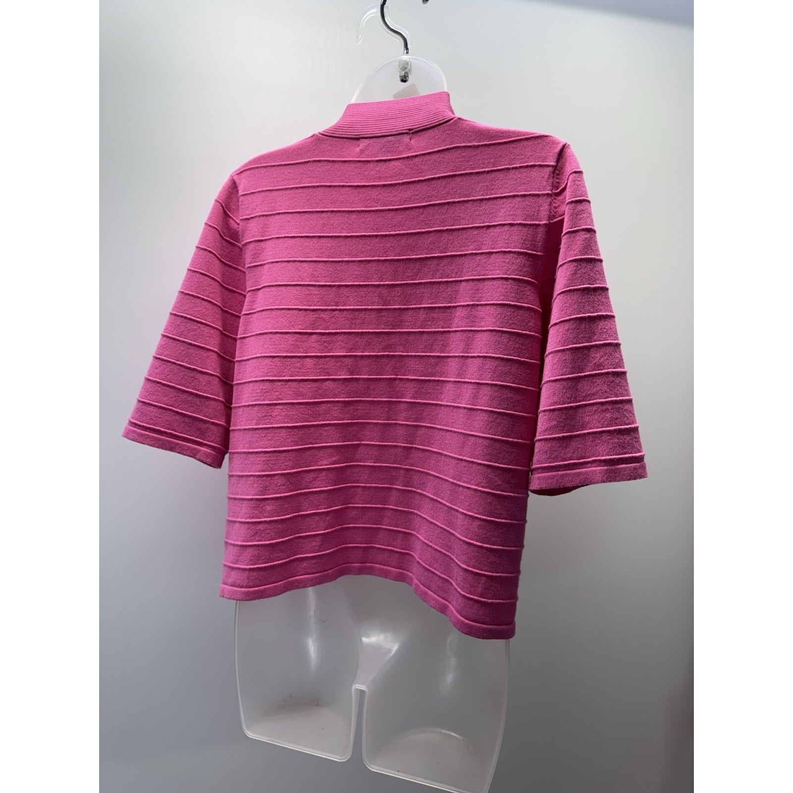Cable & Gauge Cardigan Sweater Women’s LargePink Cropped Open Front Half Sleeve
