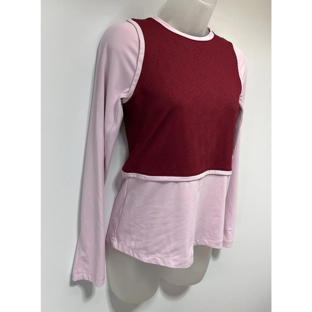 Nike Pro Girls Dri-Fit Training Top Long Sleeve Youth Size L Red Pink