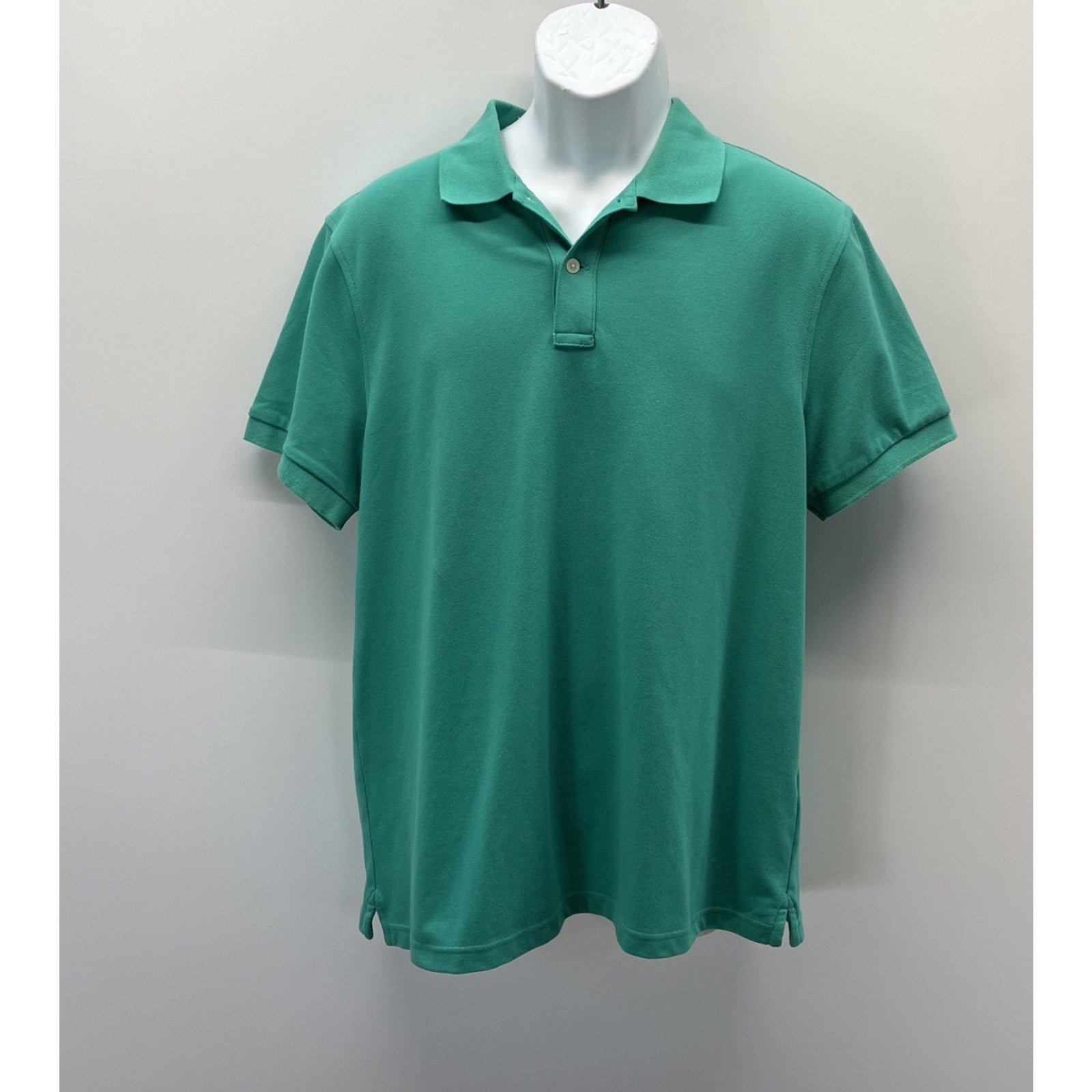 J Crew Flex Piqué Polo Untucked Shirt Green Men's SZ Large