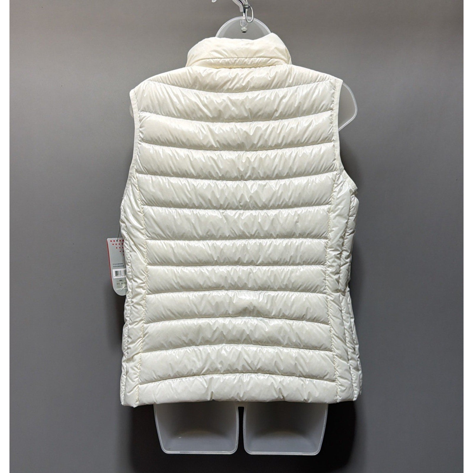 Exertek Womens L White Duck Down Puffer Vest NWT Blue Zip Lightweight
