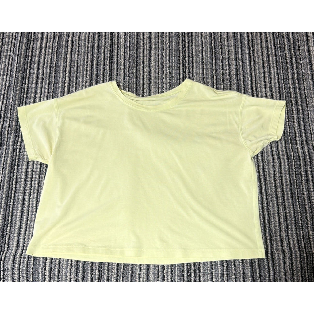 Lululemon Womens Yellow Cropped T Shirt Short Sleeve Relaxed Pima Cotton Tee