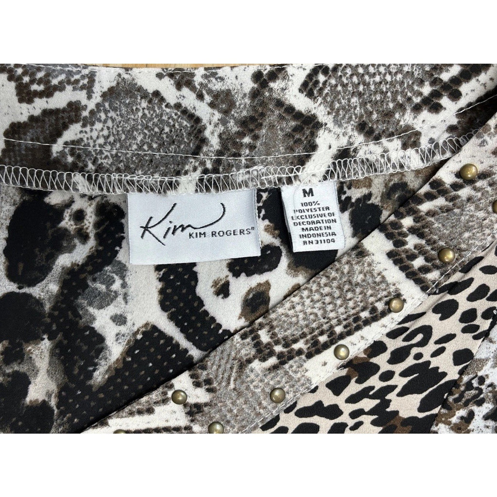Kim Rogers Animal Print career Tunic blouse Size Medium Polyester