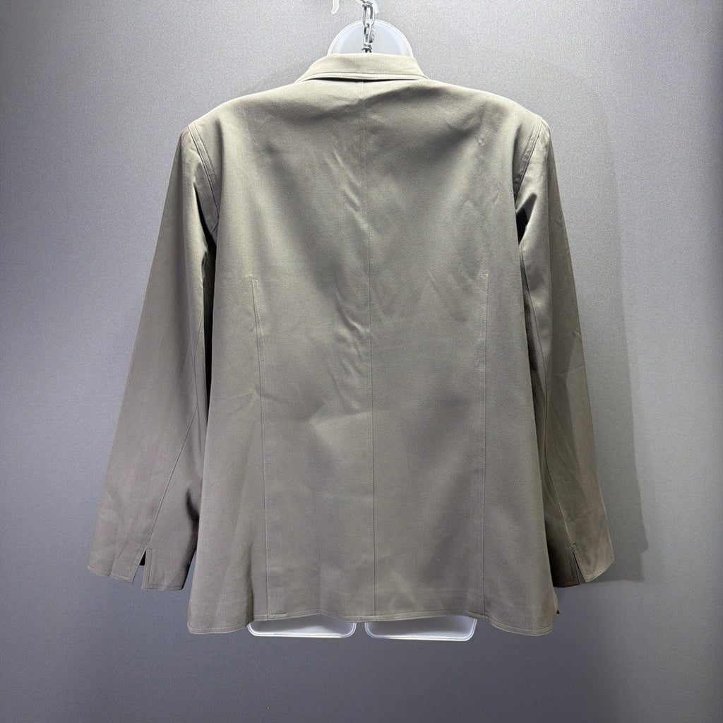Talbots Blazer Jacket Womens Size 12W Green Button Front Stretch Lined