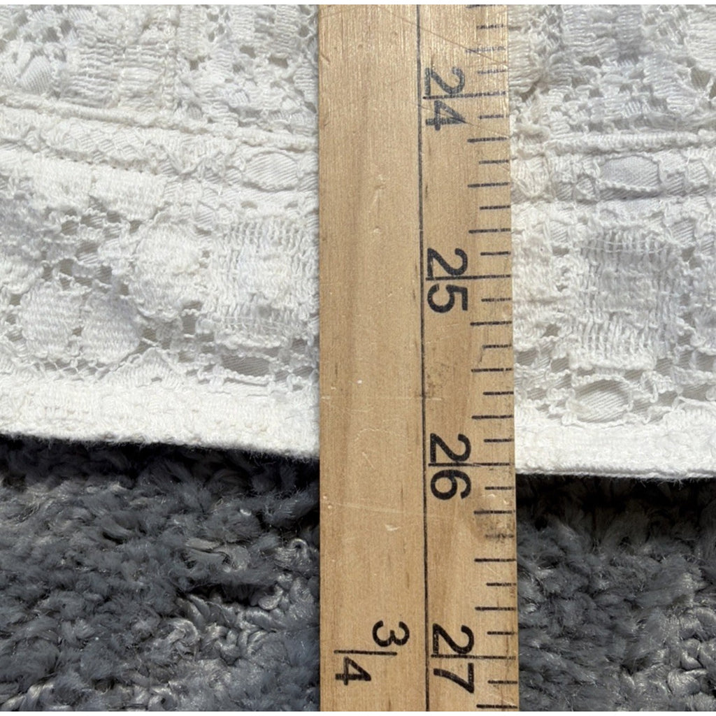 Vtg Denim And Co White Lace Detail Button Up Lined Shacket Size 2X Casual