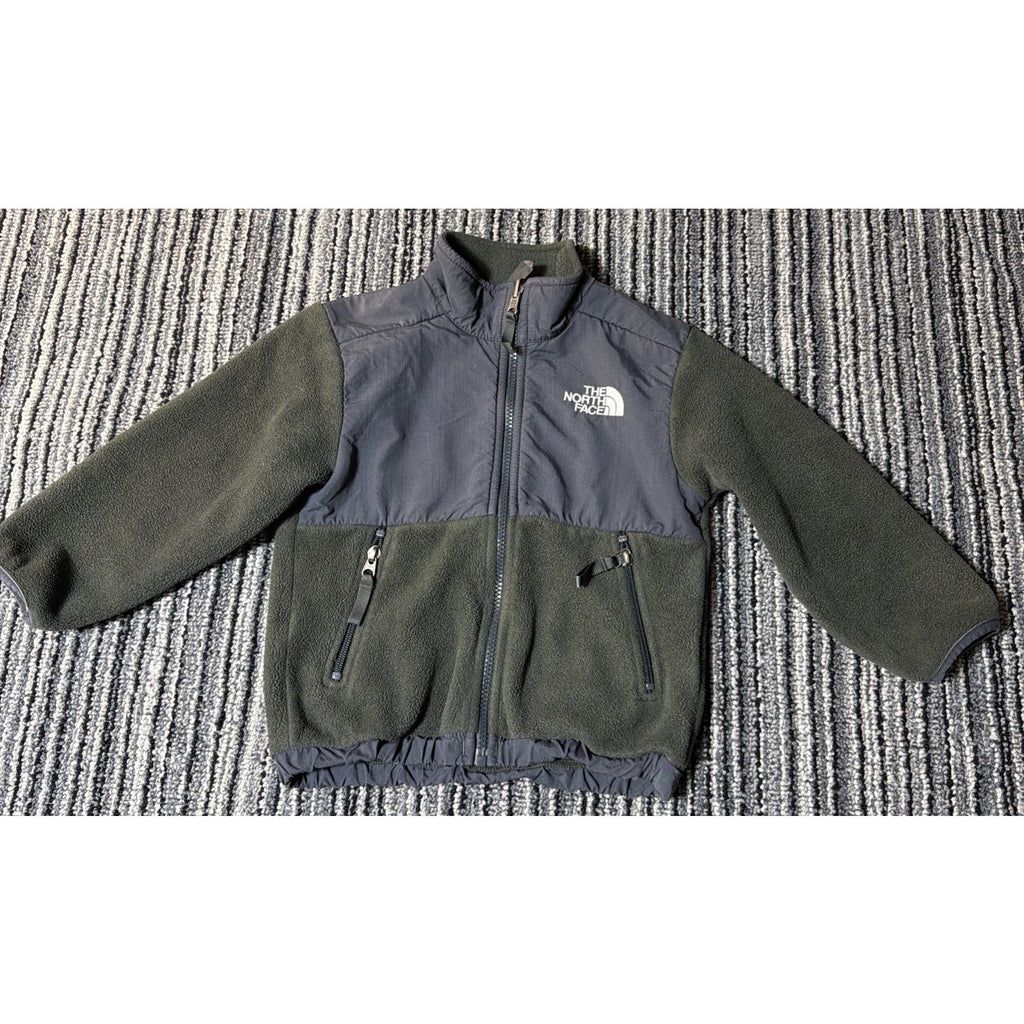 The North Face Denali Jacket Boys Youth XXS Gray Green Full Zip Polartec