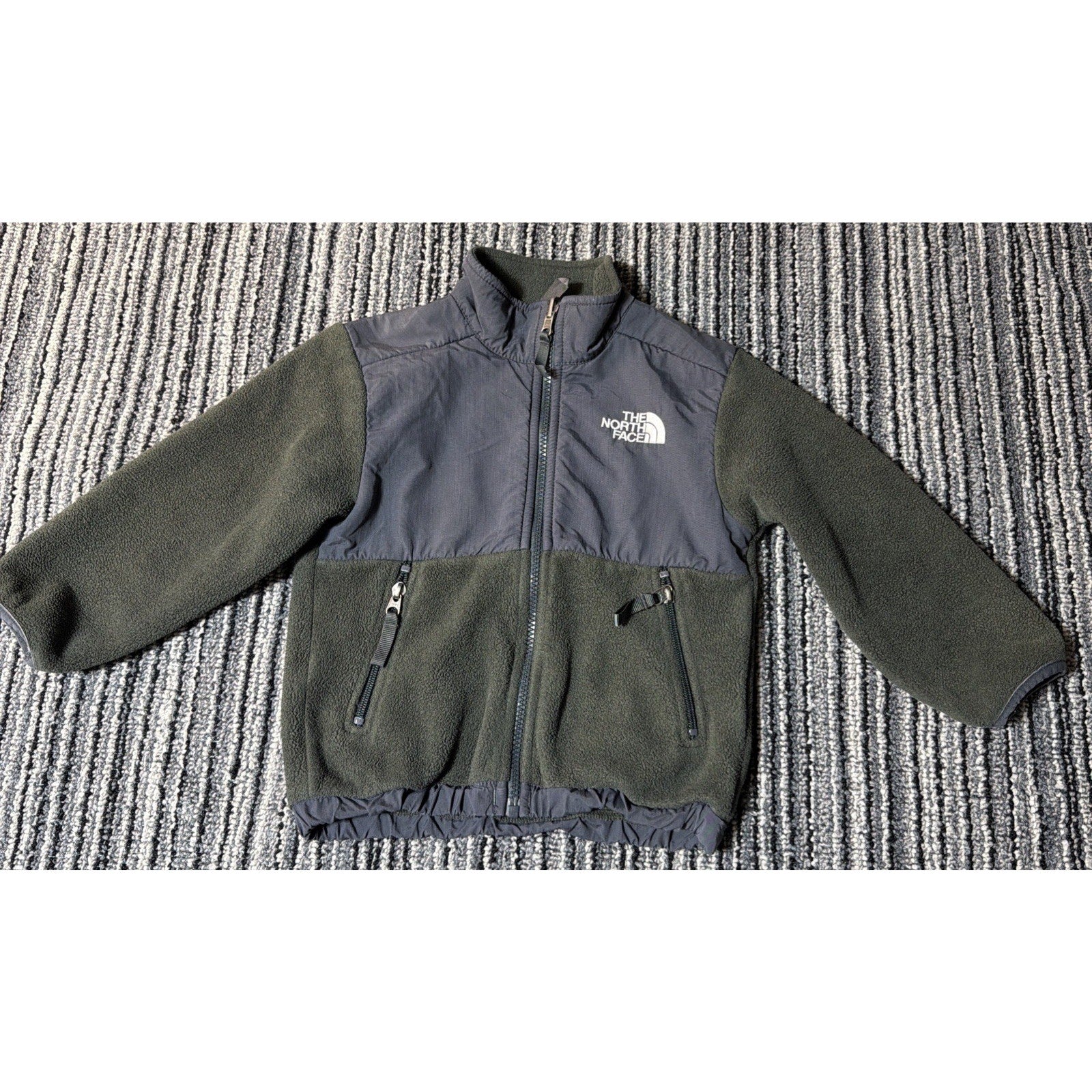 The North Face Denali Jacket Boys Youth XXS Gray Green Full Zip Polartec