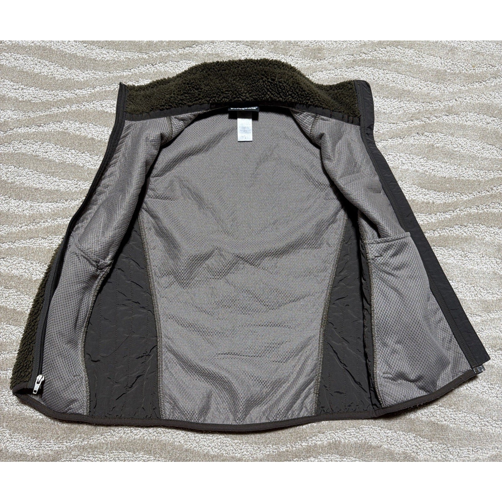 Patagonia Womens Deep Pile Retro Vest BROWN Sherpa Fleece Full Zip Jacket Size S