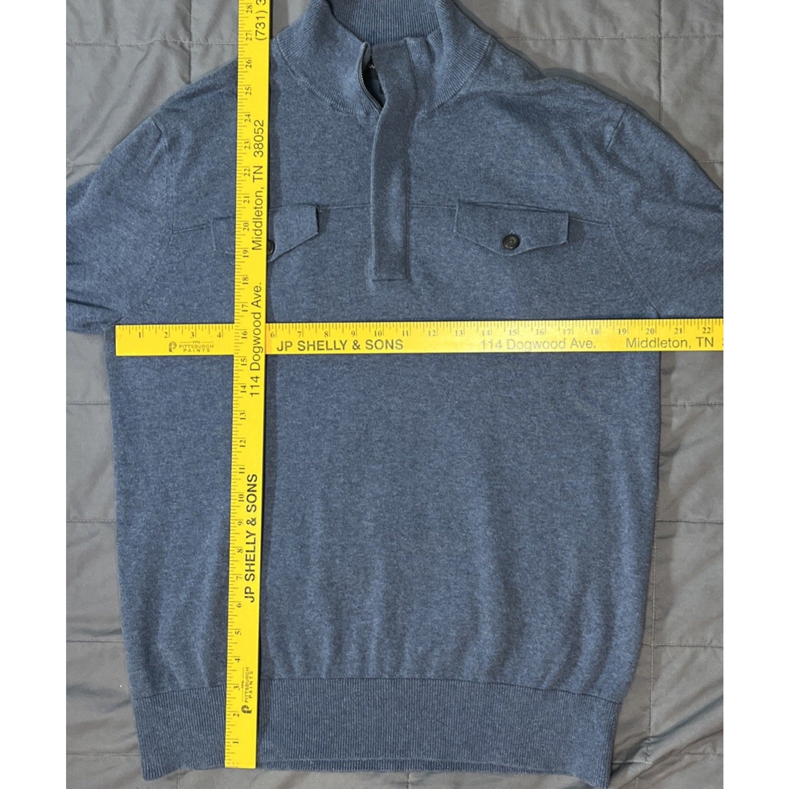 Banana Republic Men's Blue 100% Cotton 1/4 Zip Long Sleeve Shirt Size L