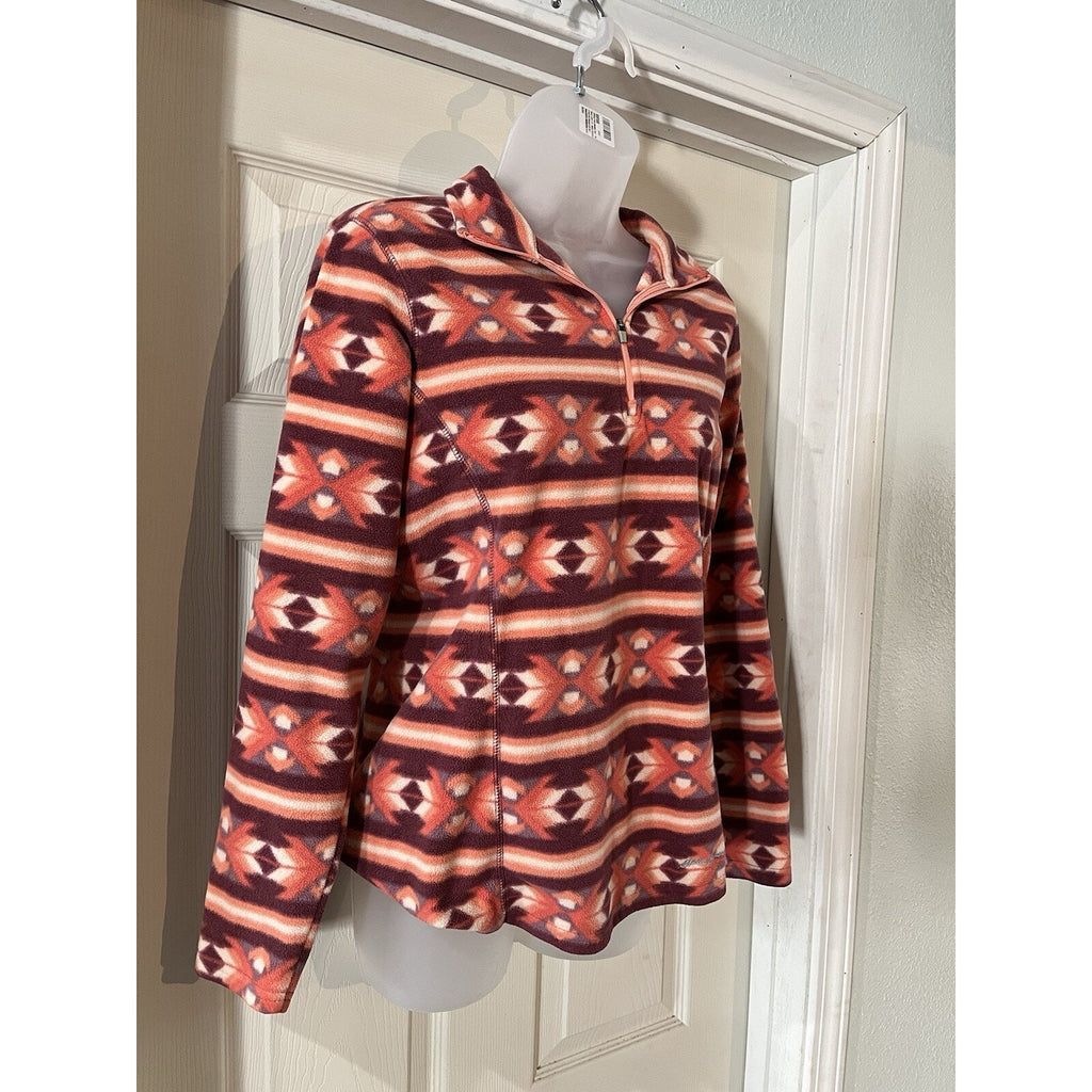 Eddie Bauer Plush 1/4 zip Pullover Fleece Women’s Sz M Jacket Ultra-soft Aztec