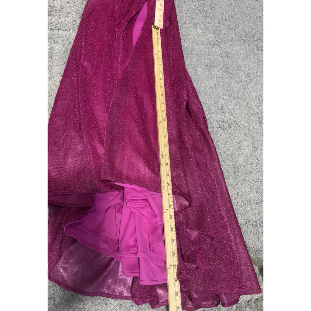 Women’s Hot Pink Glitter Formal Dress Mermaid Maxi Gown Slit Spaghetti Strap