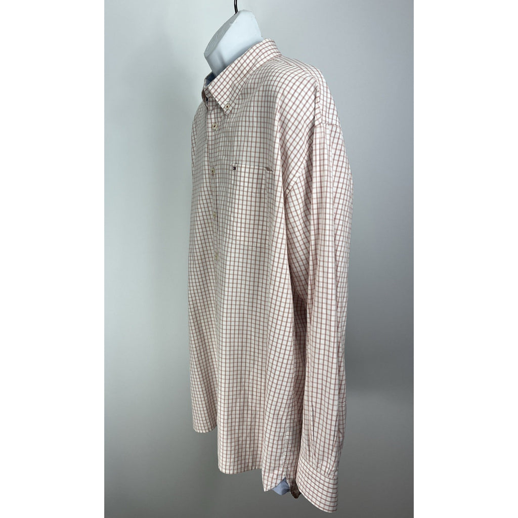 TOMMY HILFIGER Men's Long Sleeve Button Down Shirt Size XXL Gingham Cotton