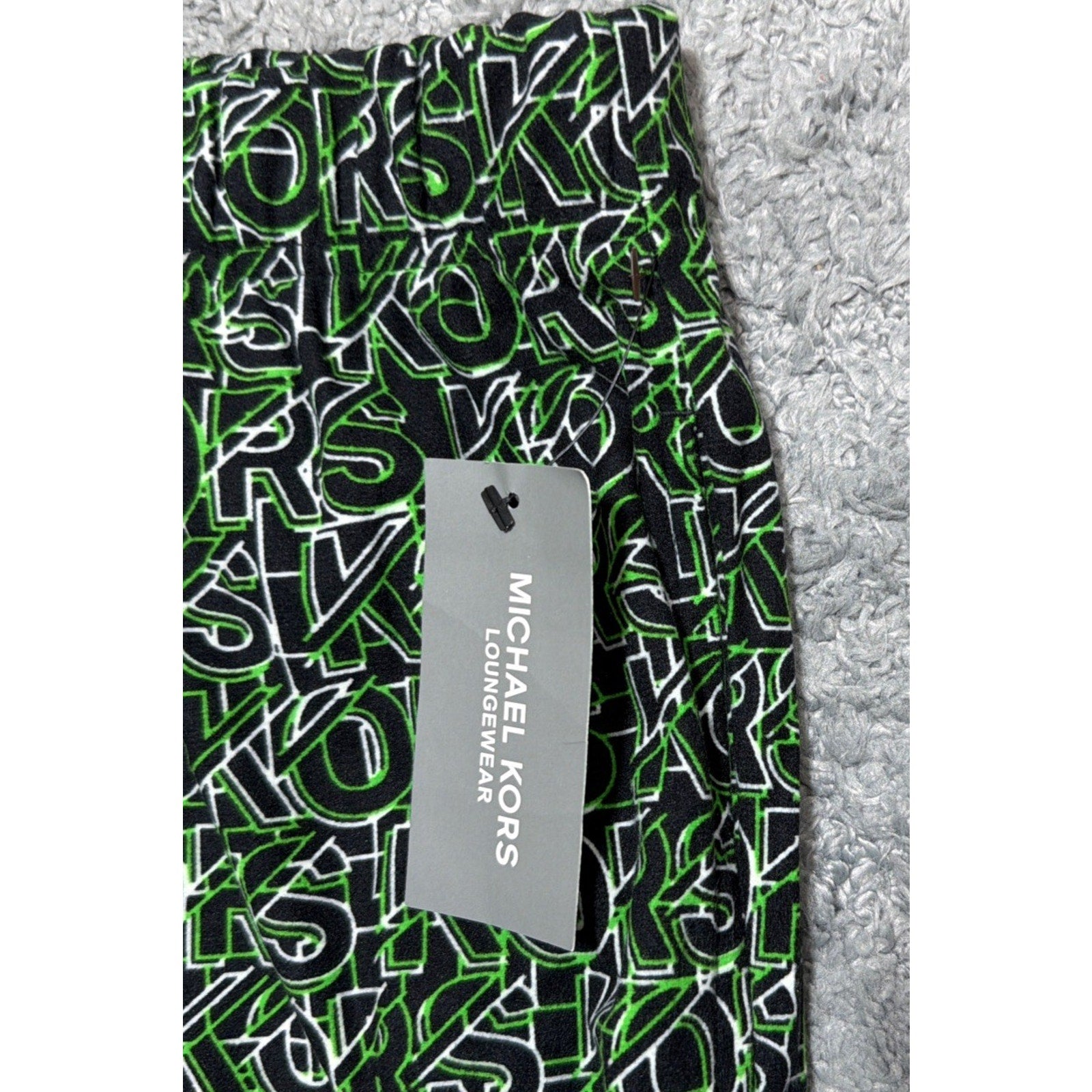 MICHAEL KORS All Over Print Black Green Loungewear Sleep Pants Men's M NWT