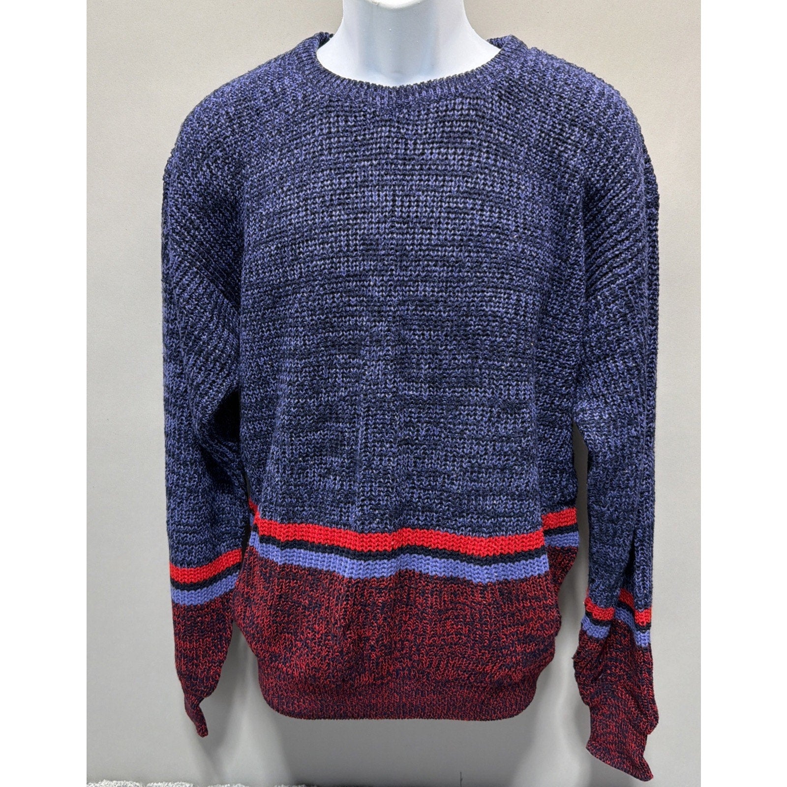 Wrangler Jeans Sweater Men's Large Vintage Color Block Knit Acrylic Sweatshirt