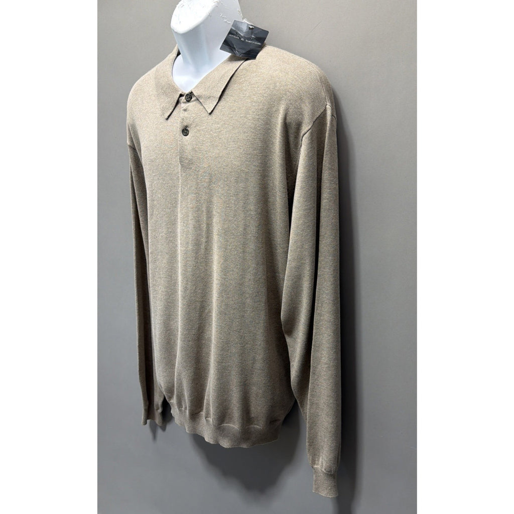 NWT Men's Croft & Barrow Heather Biege Signature Polo Sweater Size XL