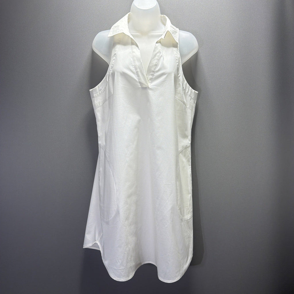 SPENSE White Button Down Sleveless Cotton Shirt Dress Pockets Stretch Sz 10 NWT