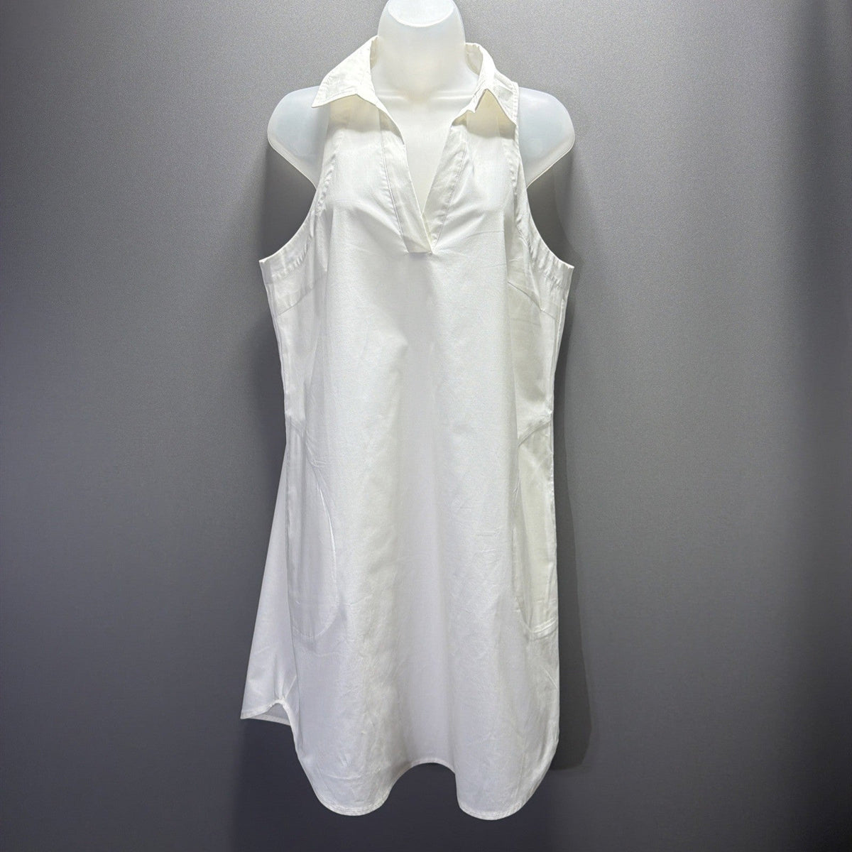 SPENSE White Button Down Sleveless Cotton Shirt Dress Pockets Stretch Sz 10 NWT